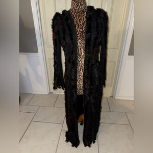 Noir Atelier Paris Fur Duster Coat Rabbit Fur Trim Small Statement
